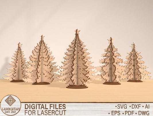 Christmas Tree 3D Tabletop Decor Laser Cut File | Ready to Cut | Glowforge, xTool, LightBurn, etc. My Store
