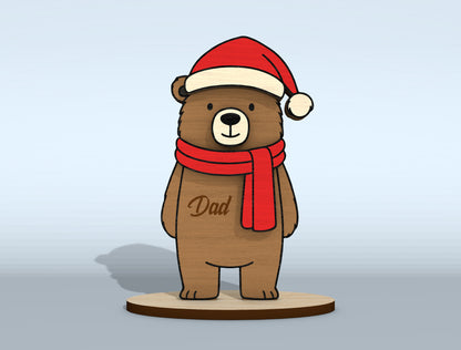 Christmas Bear Family Tabletop Decor Laser Cut File | Ready to Cut | Glowforge, xTool, LightBurn, etc.