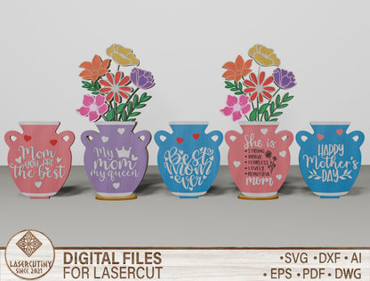 Floral Mom Mug Tabletop Decor SVG Mother's Day for LightBurn