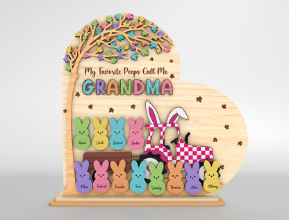 Personalized Bunny Peeps Grandma Tabletop Sign SVG for Glowforge and xTool