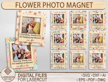 Flower Photo Magnet Frame SVG Bundle 11 Designs for Glowforge and xTool
