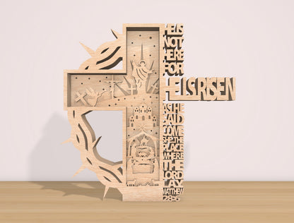 He Is Risen Multilayer Cross SVG 8 Layer Christian for LightBurn and xTool