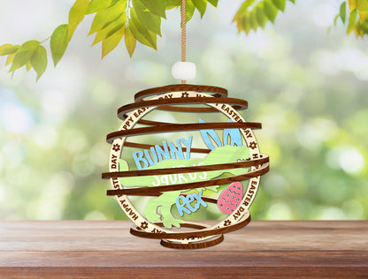 Easter Spiral Ornament SVG Happy Easter Layered Wooden for Glowforge and xTool