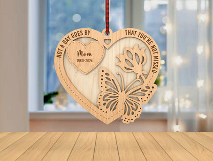 Memorial Butterfly Heart Ornament SVG Laser Cut File for Lightburn