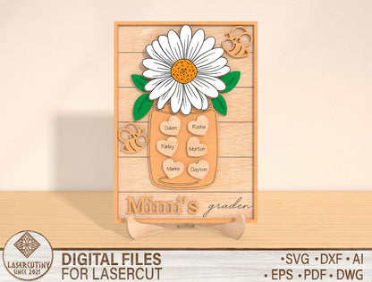 Personalized Daisy Family Name Sign SVG Bundle for Glowforge and xTool