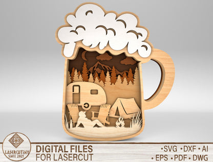 Camping Dad Beer Mug Multilayer SVG for Glowforge and xTool