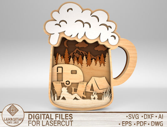 Camping Dad Beer Mug Multilayer SVG for Glowforge and xTool