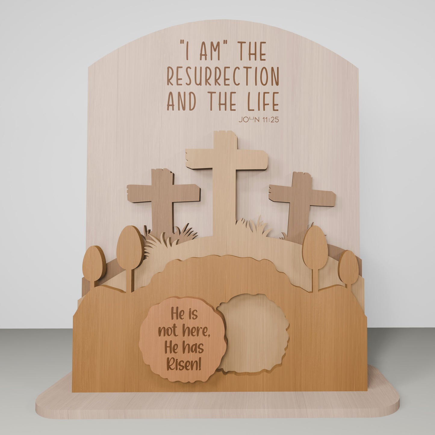 He Is Risen Cross Scene Tabletop Set SVG for Glowforge and xTool
