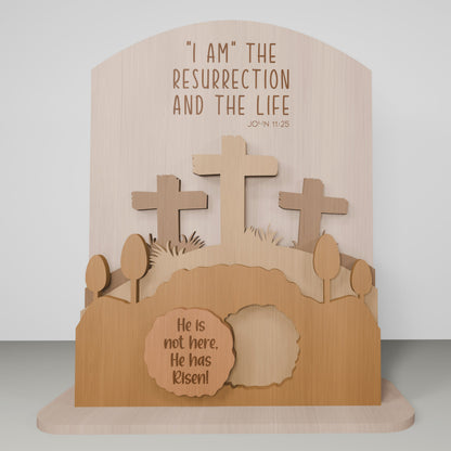 He Is Risen Cross Scene Tabletop Set SVG for Glowforge and xTool