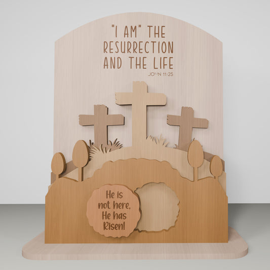 He Is Risen Cross Scene Tabletop Set SVG for Glowforge and xTool