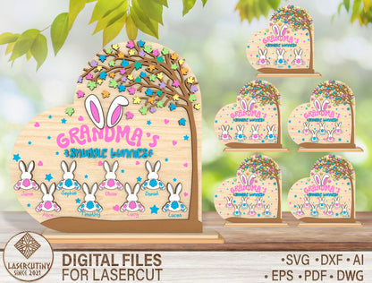 Grandma Easter Sign SVG Personalized Bunny Family Layered for LightBurn
