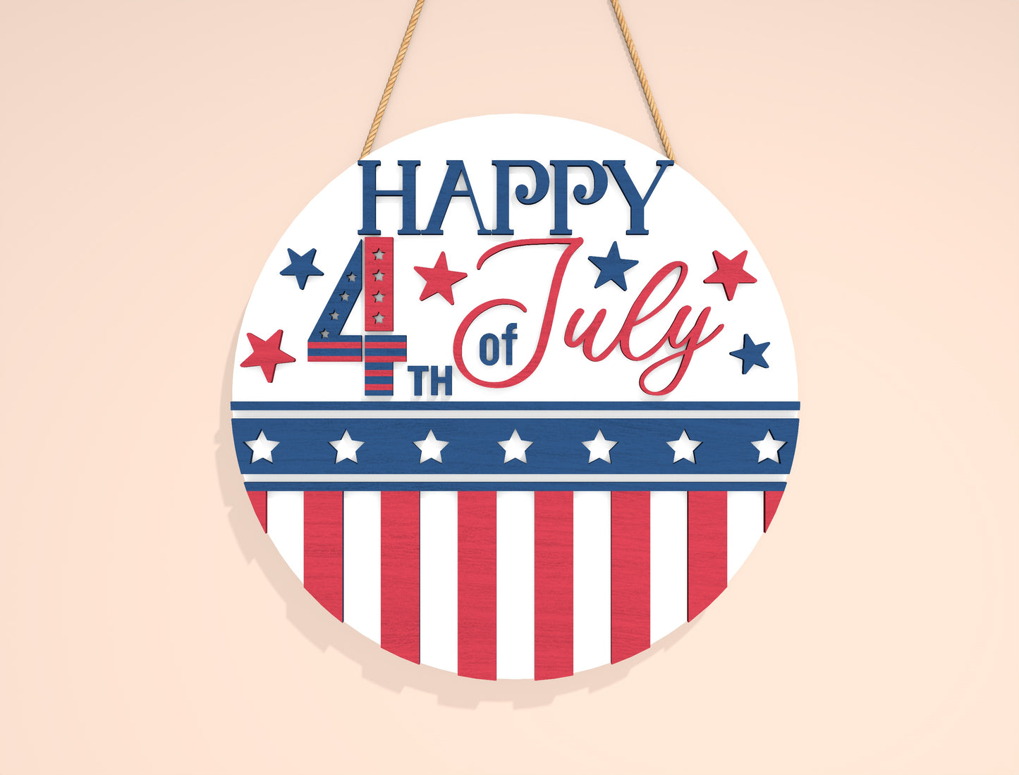 Happy 4th of July Door Sign SVG for Glowforge and xTool