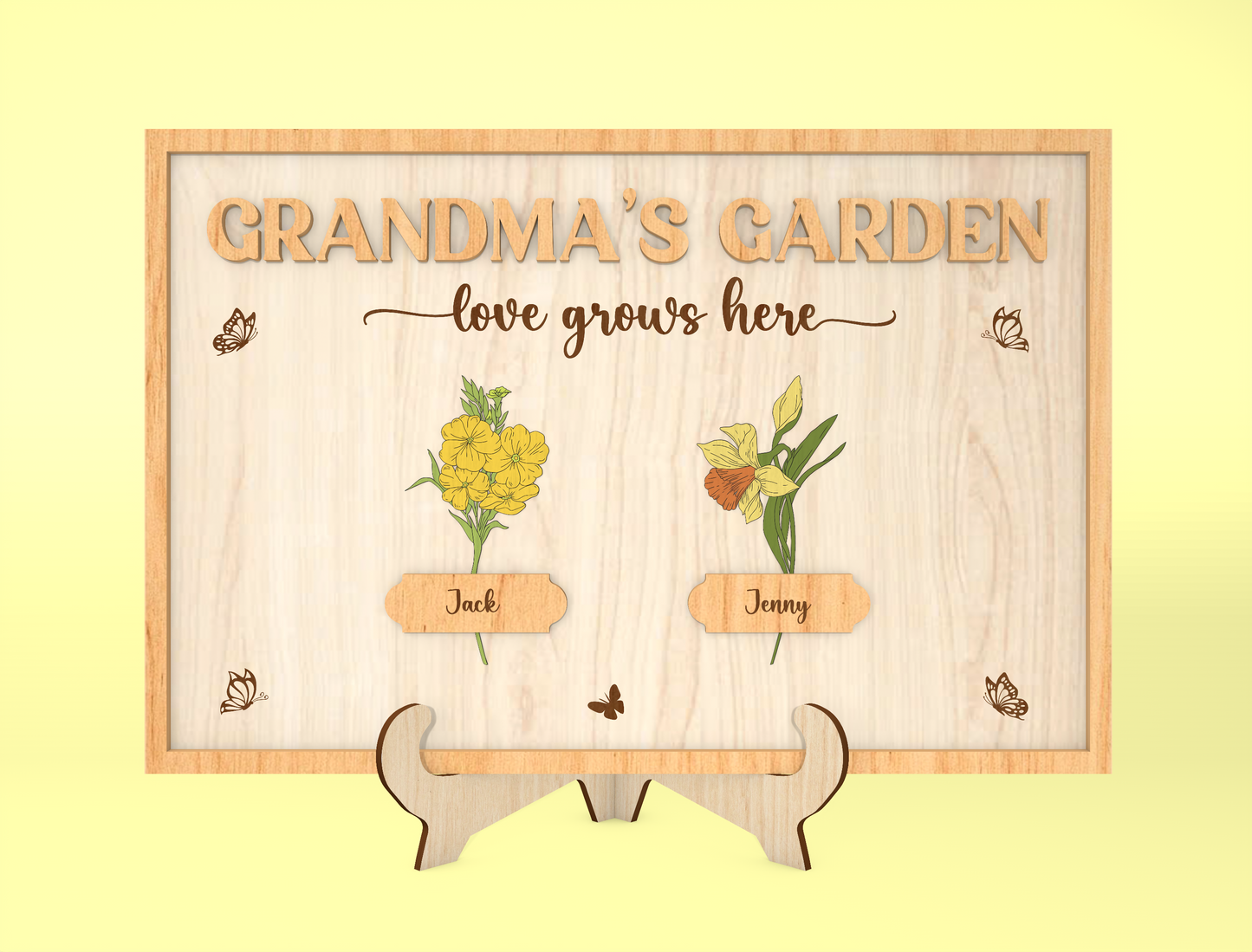 Grandma's Garden Birth Month Flower Sign SVG for Glowforge