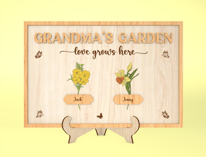 Grandma's Garden Birth Month Flower Sign SVG for Glowforge