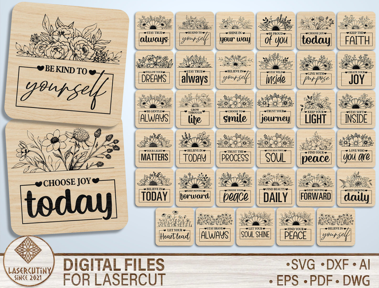 Motivational Fridge Magnet SVG Bundle for Glowforge and LightBurn