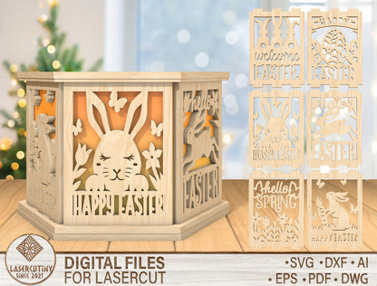 Easter Bunny Lantern Box SVG Easter Day Decor for LightBurn and xTool