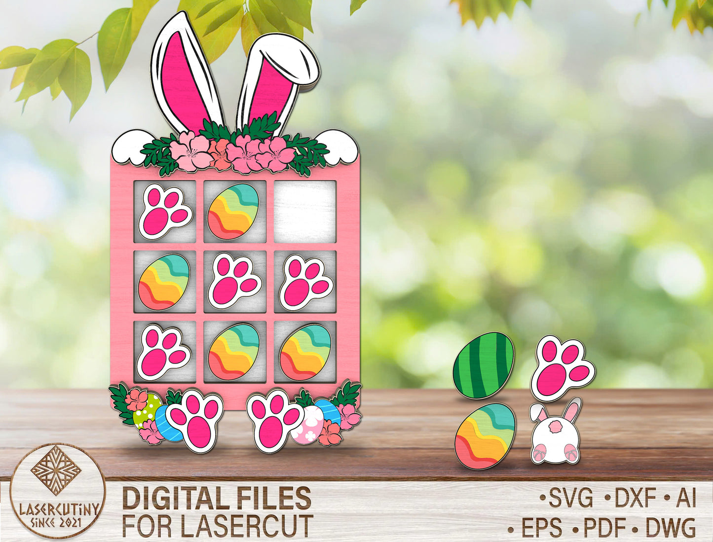 Easter Bunny Board Game SVG Bunny Paw Egg for xTool and LightBurn