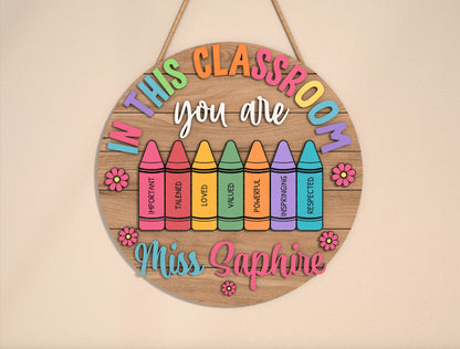 Personalized Classroom Door Sign SVG Laser Cut File for Glowforge and LightBurn