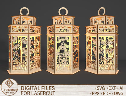 Easter Jesus Lantern SVG Christian 3D Wooden Light Box for Glowforge and xTool