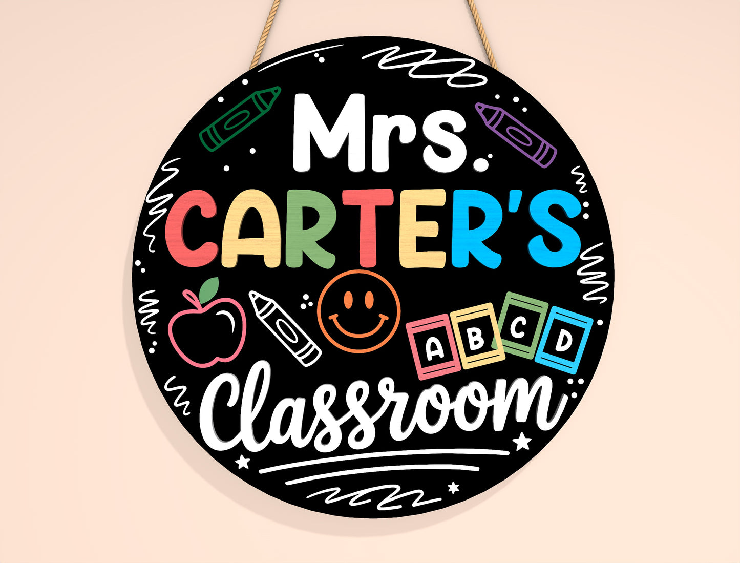Personalized Classroom Door Sign Laser Cut File for Glowforge and xTool