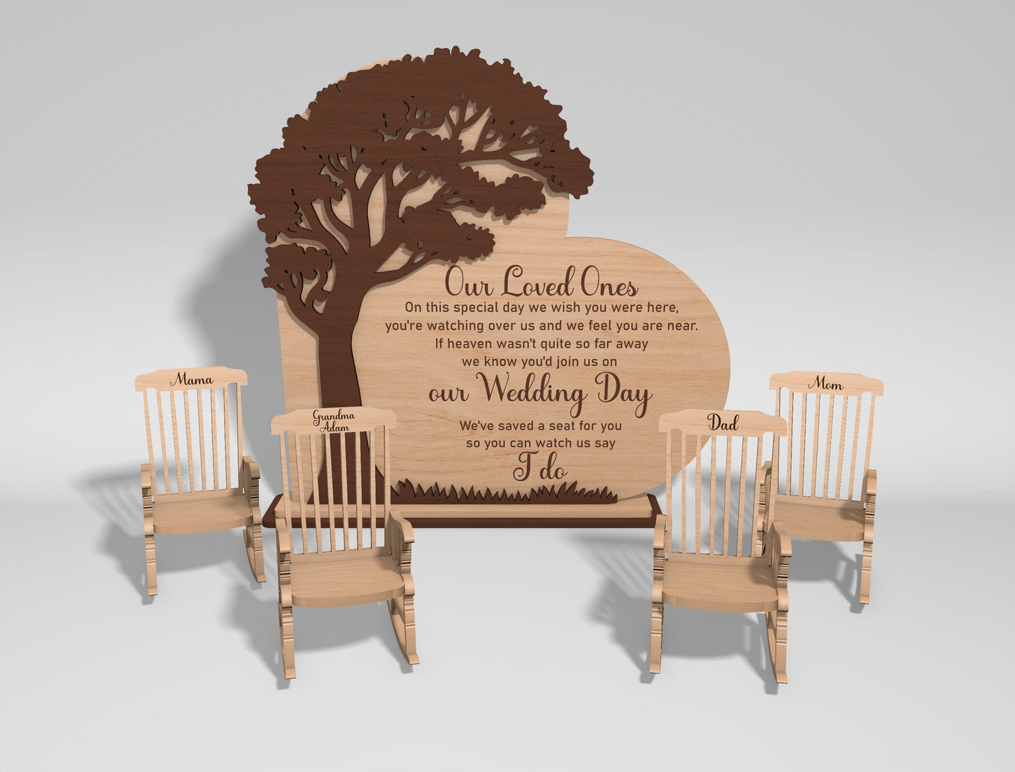Wedding Memorial Display SVG Laser Cut File for Glowforge and xTool