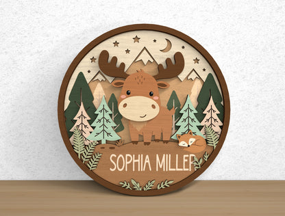 Forest Animal Baby Name SVG File for Glowforge and xTool