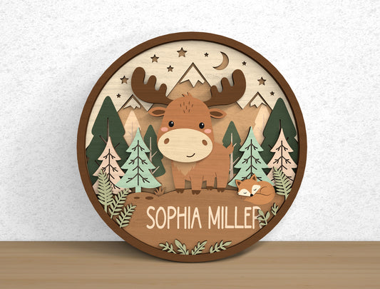Forest Animal Baby Name SVG File for Glowforge and xTool
