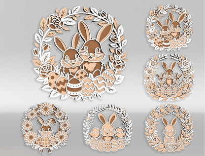 Bunny Floral Wreath Sign SVG Bundle 10 Easter Designs for LightBurn and xTool