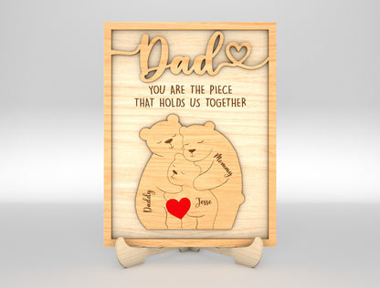Personalized Pop Bear Puzzle SVG Laser Cut File for Glowforge and LightBurn