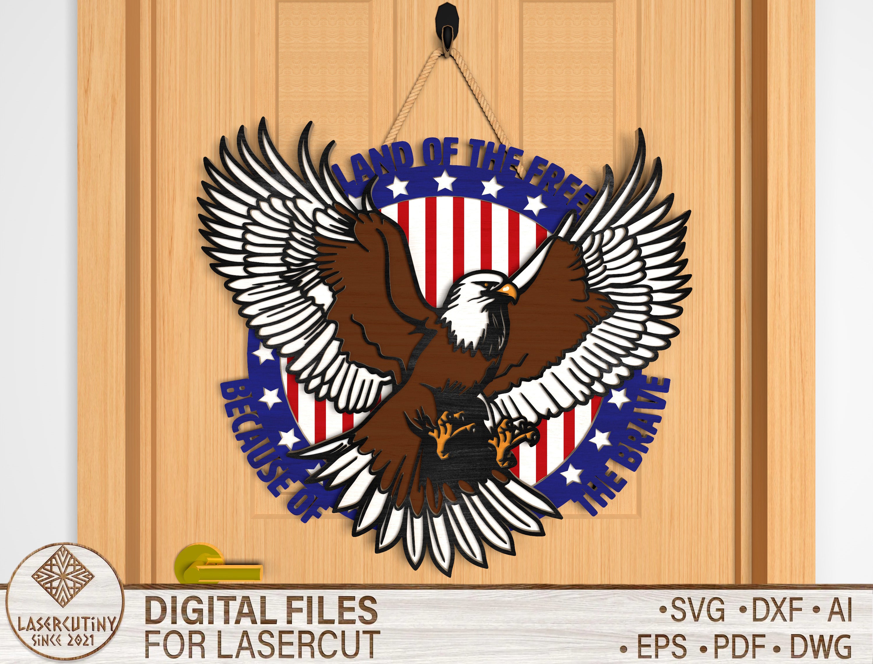Land of the Free Eagle SVG Glowforge