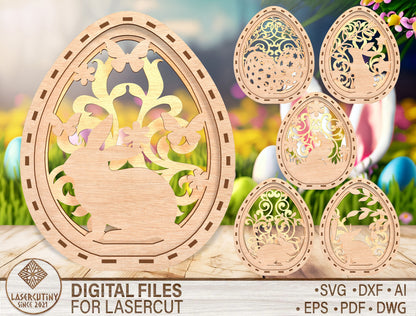 Easter Egg Floral Lantern SVG Spring Light Box for xTool and Glowforge