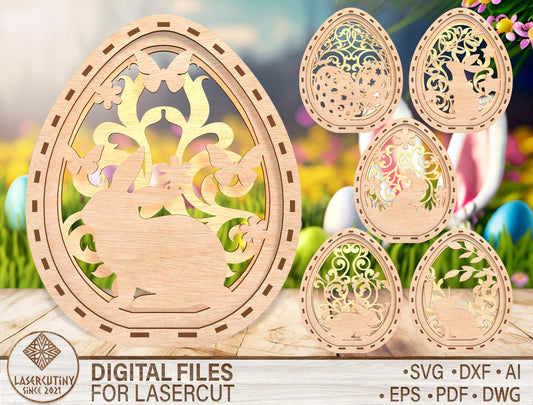 Easter Egg Floral Lantern SVG Spring Light Box for xTool and Glowforge