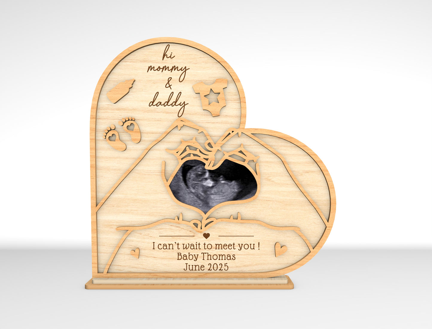 Ultrasound Announcement Heart Frame SVG Laser Cut File for xTool and Glowforge