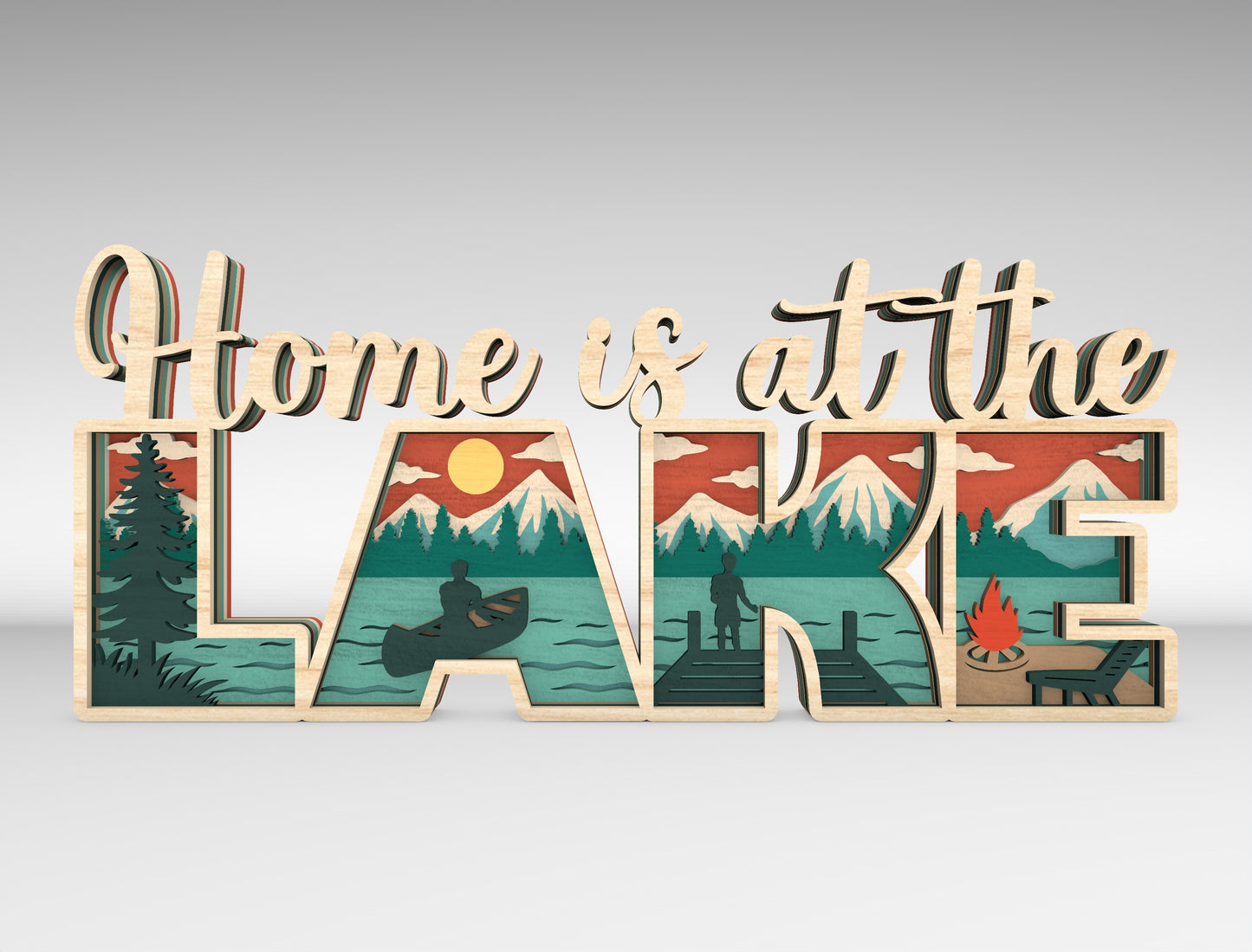 Home Is at the Lake Multilayer SVG for Glowforge and xTool