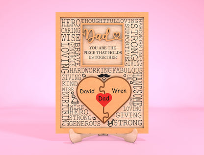 Personalized Dad Puzzle Sign SVG Laser Cut File for Glowforge and LightBurn