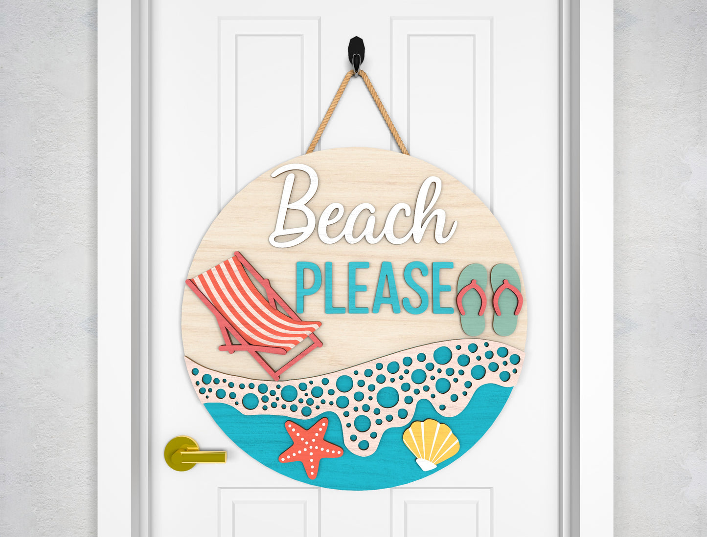 Beach Please Door Hanger SVG for Glowforge