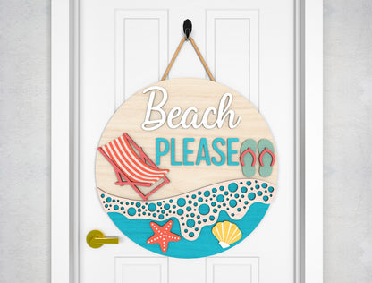 Beach Please Door Hanger SVG for Glowforge