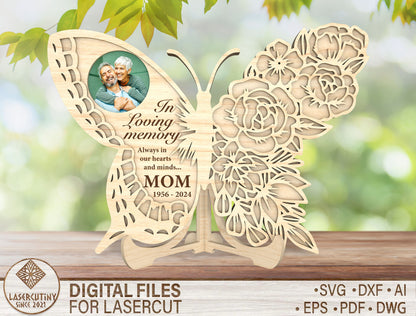 Butterfly Memorial Tabletop SVG Photo Mom for Glowforge and xTool