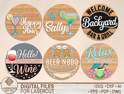 Summer Bar Sign Bundle SVG Laser Cut File for Glowforge and xTool