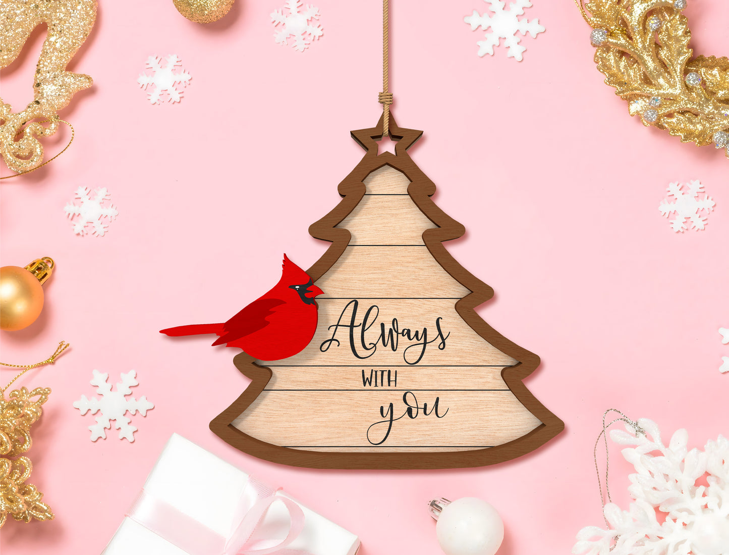 Cardinal Memorial Tree Ornament SVG Bundle Laser Cut File for Glowforge xTool LightBurn