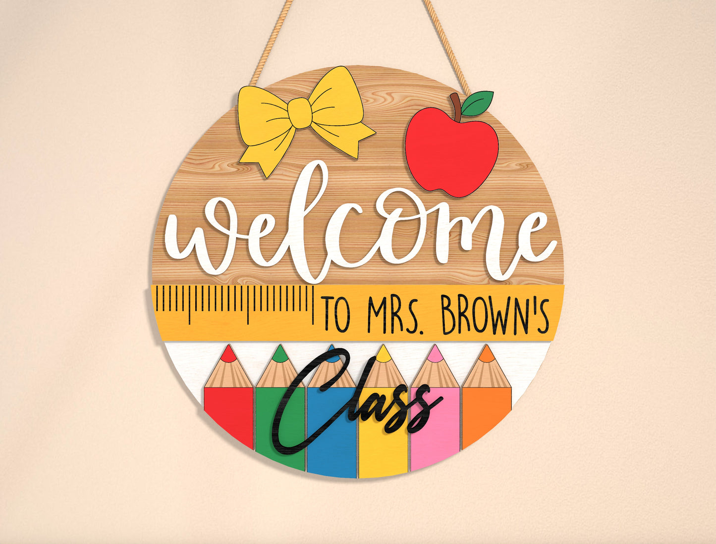 Personalized Classroom Door Sign SVG Laser Cut File for Glowforge and xTool