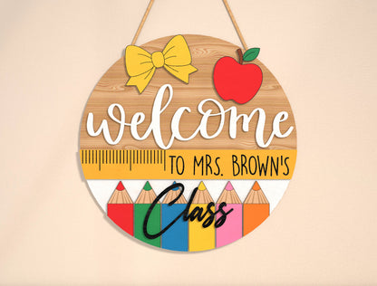 Personalized Classroom Door Sign SVG Laser Cut File for Glowforge and xTool