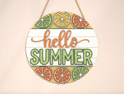 “Hello Summer” Citrus Door Sign SVG for Glowforge and xTool