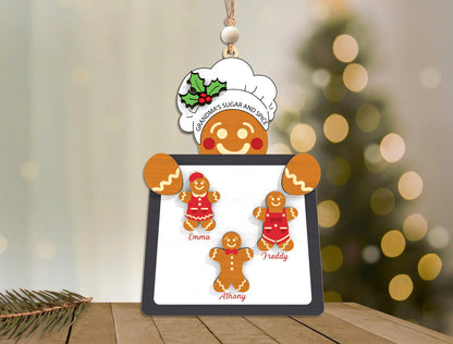 Personalized Gingerbread Family Ornament Laser Cut File | Ready to Cut | Glowforge, xTool, LightBurn, etc.