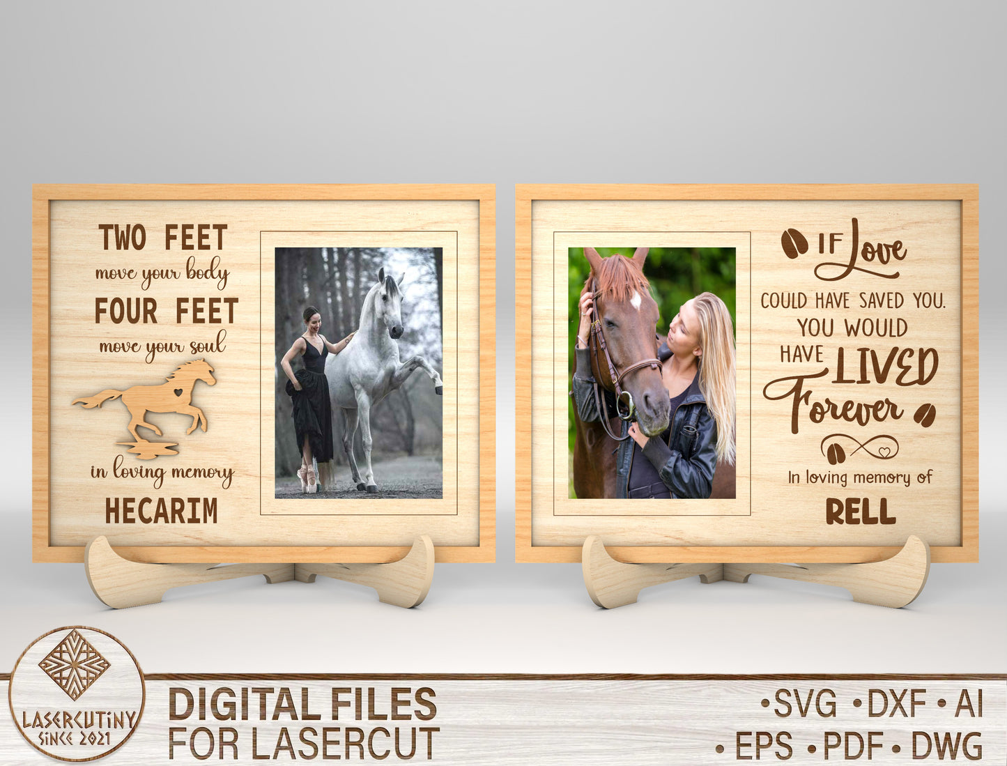 Horse Memorial Tabletop Frame SVG Photo Frame Laser Cut File for LightBurn and xTool