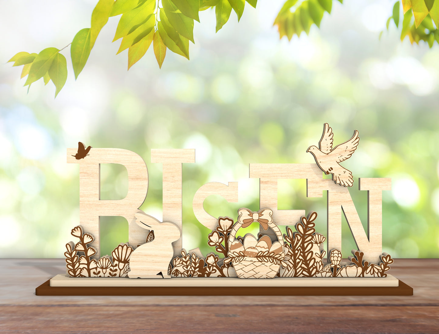 He Is Risen Cross and Bunny Decor SVG Bundle for Glowforge and xTool