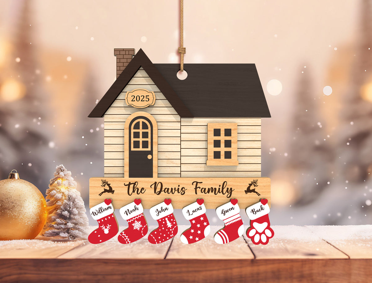 Personalized Family House Stocking Christmas Ornament SVG 2