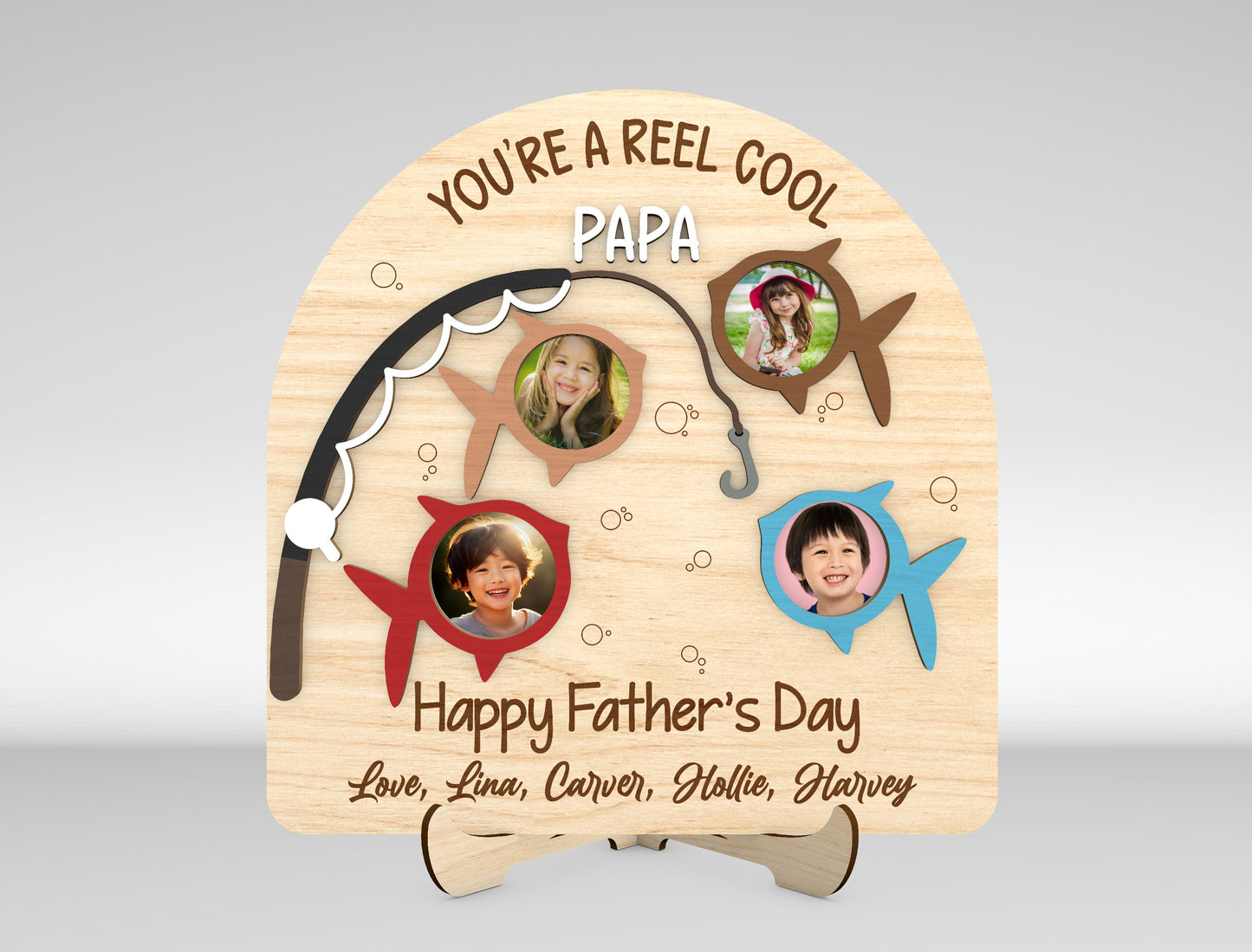 Father's Day Fishing Photo Frame SVG Laser Cut File for xTool and Glowforge