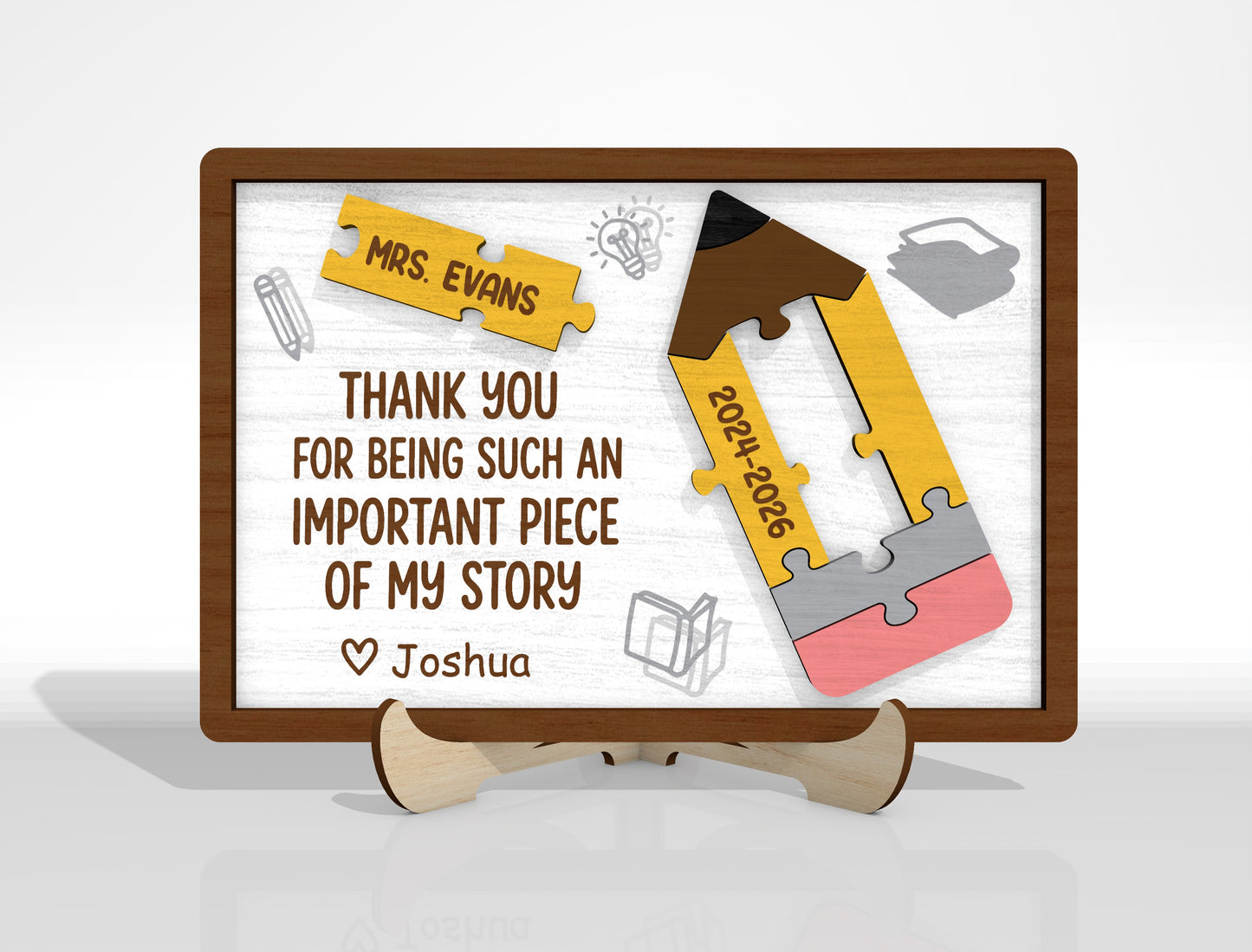 Teacher Puzzle Tabletop Sign SVG Bundle Laser Cut File for Glowforge and xTool