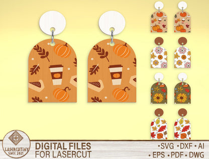 Fall Arch Earring SVG Bundle for Glowforge xTool LightBurn 5 Designs